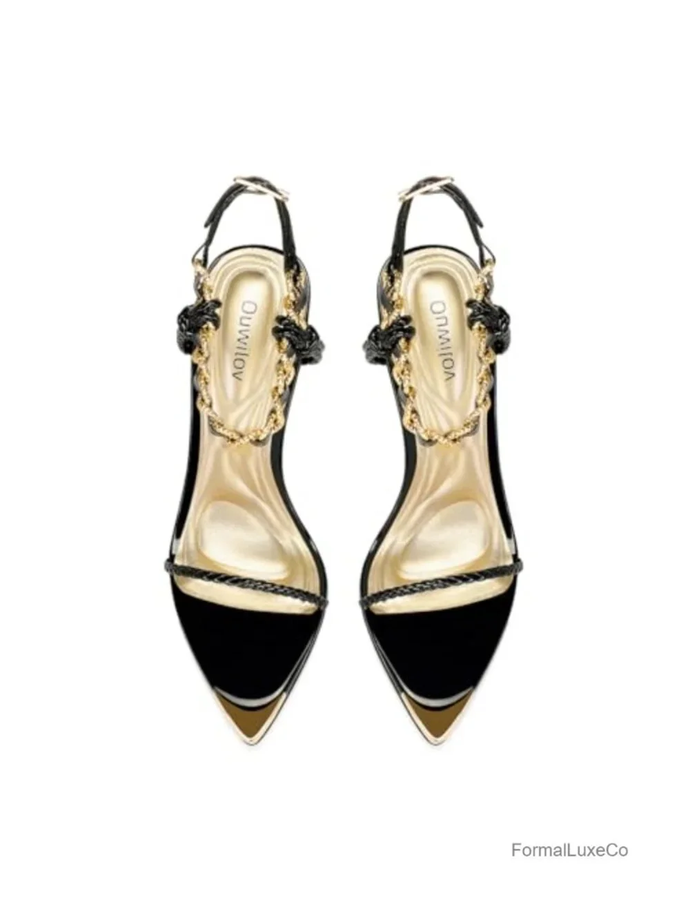 Gold Strappy Stiletto Heels Open Toe Ankle Strap High Heel Sandals for Wedding
